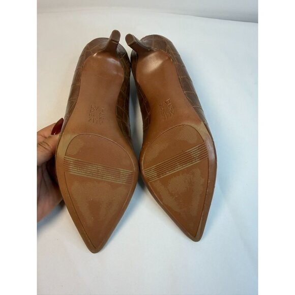 Naturalizer Everly Pump Womens Size 6W Banana Bread Brown Croc Leather Mid Heel - Picture 10 of 12